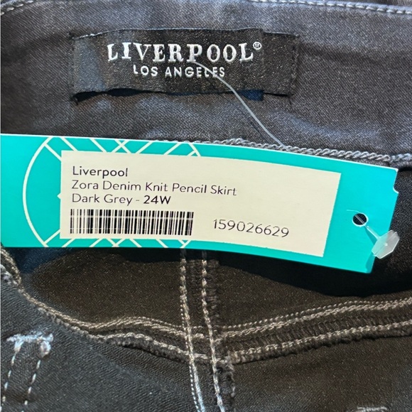 Liverpool Los Angeles Zora Denim Knit Pencil Skirt Dark Grey 24W - Picture 13 of 15